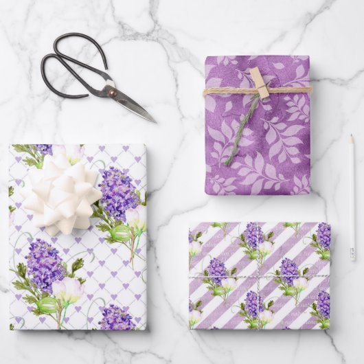 Blühende Lilacs für den Frühling Geschenkpapier Set (Vorderseite)
