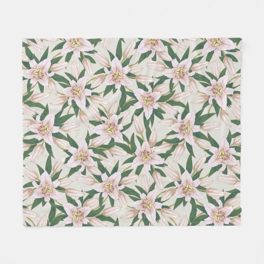 Blühende Lilien in Elfenbeingrün Fleecedecke (Vorderseite (Horizontal))