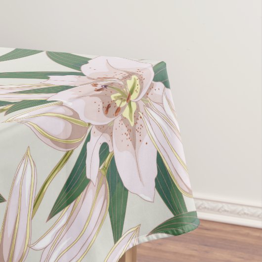 Blühende Lilien in Elfenbeingrün Tischdecke (Beispiel)