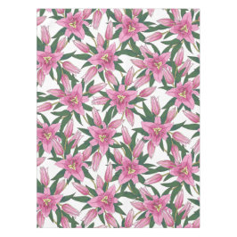 Blühende Lilien in Pastellrosa auf Weiß Tischdecke