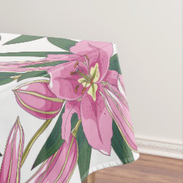 Blühende Lilien in Pastellrosa auf Weiß Tischdecke