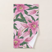 Blühende Lilien in Pastellrosa Badhandtuch Set (Handtuch)