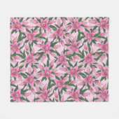 Blühende Lilien in Pastellrosa Fleecedecke (Vorderseite (Horizontal))