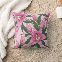 Blühende Lilien in pastellrosa Kissen