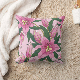 Blühende Lilien in pastellrosa Kissen