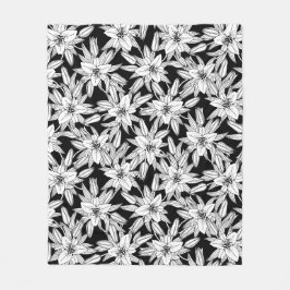 Blühende Lilien in Schwarz und Weiß  Fleecedecke