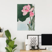 Blühende Lotusblumen Japanischer Kunstdruck Poster (Heimbüro)