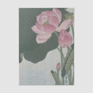 Blühende Lotusblumen von Ohara Koson Seidenpapier