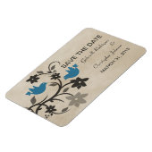 Blühende Lovebirds speichern das Date Magnet, blau Magnet (Linke Seite)