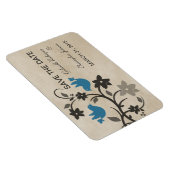Blühende Lovebirds speichern das Date Magnet, blau Magnet (Rechte Seite)
