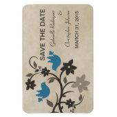 Blühende Lovebirds speichern das Date Magnet, blau Magnet (Vertikal)