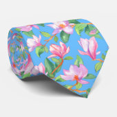 Blühende Magnolie am Himmel blau Krawatte (Gerollt)