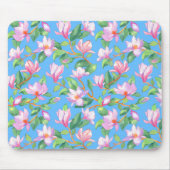 Blühende Magnolie am Himmel blau Mousepad (Vorne)