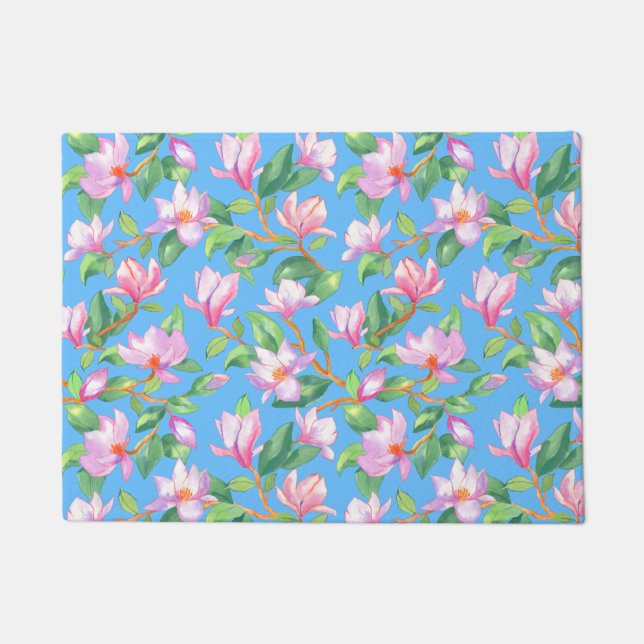 Blühende Magnolie am Himmel Fußmatte (Vorderseite)