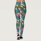 Blühende Magnolie auf blau Leggings (Rückseite)