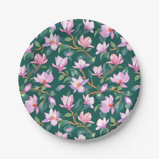 blühende Magnolie Pappteller (Vorderseite)