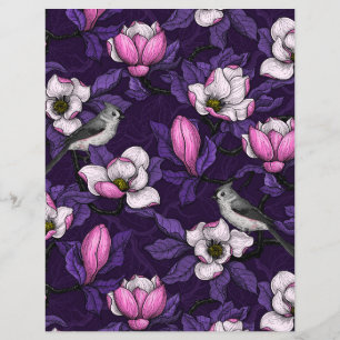 Blühende Magnolie und Meise 4