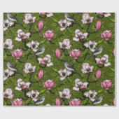 Blühende Magnolie und Titmausvogel 2 Geschenkpapier (Flach)