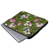 Blühende Magnolie und Titmausvogel 2 Laptopschutzhülle (Vorne Knopf)