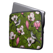 Blühende Magnolie und Titmausvogel 2 Laptopschutzhülle (Vorderseite Links)