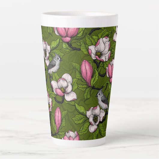 Blühende Magnolie und Titmausvogel 2 Milchtasse (Vorderseite)