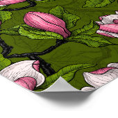 Blühende Magnolie und Titmausvogel 2 Poster (Ecke)