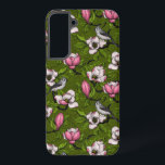 Blühende Magnolie und Titmausvogel 2 Samsung Galaxy Hülle<br><div class="desc">Handgemalte Magnolienblüten und Titmausvogel</div>