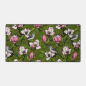 Blühende Magnolie und Titmausvogel 2 Schreibtischunterlage (Vorderseite)