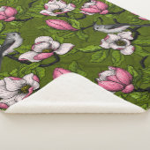 Blühende Magnolie und Titmausvogel 2 Sherpadecke (3/4)