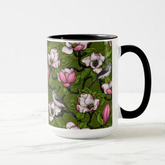 Blühende Magnolie und Titmausvogel 2 Tasse (Rechts)