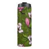 Blühende Magnolie und Titmausvogel 2 Thermosbecher (Vorderseite)