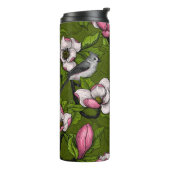 Blühende Magnolie und Titmausvogel 2 Thermosbecher (Nach links gedreht)