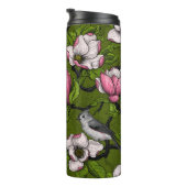Blühende Magnolie und Titmausvogel 2 Thermosbecher (Nach rechts gedreht)