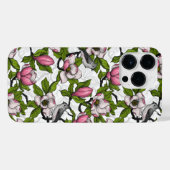 Blühende Magnolie und Titmausvogel iPhone Hülle (Rückseite (Horizontal))