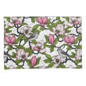Blühende Magnolie und Titmausvogel Kissenbezug (Vorderseite-Rechts)