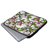 Blühende Magnolie und Titmausvogel Laptopschutzhülle (Vorne Knopf)