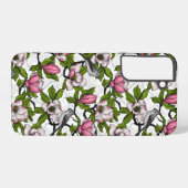 Blühende Magnolie und Titmausvogel Samsung Galaxy Hülle (Rückseite (Horizontal))