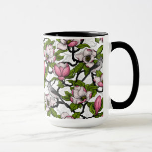 Blühende Magnolie und Titmausvogel Tasse