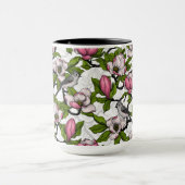 Blühende Magnolie und Titmausvogel Tasse (Zentrum)