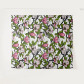 Blühende Magnolie und Titmausvogel Wandteppich (Vorderseite (Horizontal))