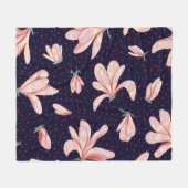 Blühende Magnolien, handgezeichnet Vintages Muster Fleecedecke (Vorderseite (Horizontal))