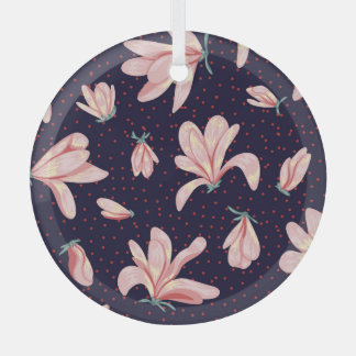 Blühende Magnolien, handgezeichnet Vintages Muster Ornament Aus Glas