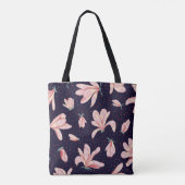 Blühende Magnolien, handgezeichnet Vintages Muster Tasche (Rückseite)