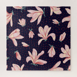 Blühende Magnolien, handgezeichnetes Vintage-Muste Puzzle