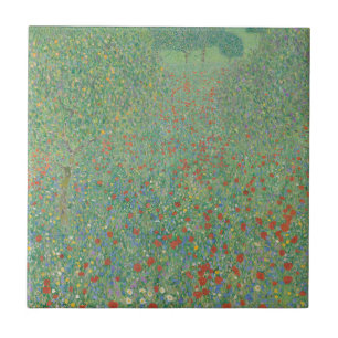 Blühende Mohnblumen - Gustav Klimt Fliese