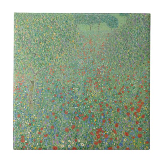 Blühende Mohnblumen - Gustav Klimt Fliese (Vorderseite)