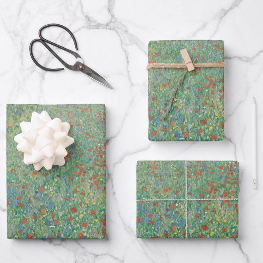 Blühende Mohnblumen - Gustav Klimt Geschenkpapier Set (Vorderseite)