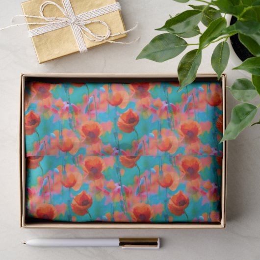 Blühende Mohnblumen III Seidenpapier (Geschenk)