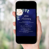 Blühende Navy Blumengrün 25. Hochzeitstag Einladung