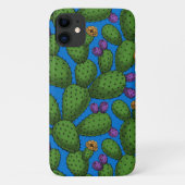 Blühende Opuntia auf blau Case-Mate iPhone Hülle (Rückseite)